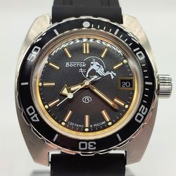 vostok amphibia 2416 ministry scuba dude gold & black diver 200m 170805 brand new men's mechanical automatic watch