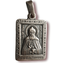 Saint Elias Muromets of the Caves Orthodox icon pendant plated with silver free shipping