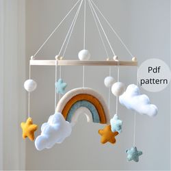 PDF Baby mobile pattern Rainbow, DIY nursery mobile, Boho nursery decor, New mom gift, Baby shower gift