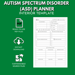 Autism Spectrum Disorder (ASD) Planner Amazon KDP Interior Template for Low-Content Book