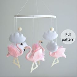 PDF Baby mobile girl Felt  pattern, Flamingo mobile sewing tutorial, DIY pregnancy gift, digital download