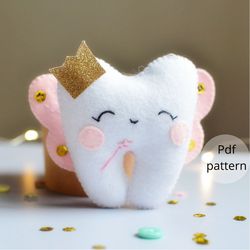 Personalized Tooth Fairy Pillow with crown PDF Printable Instant Download