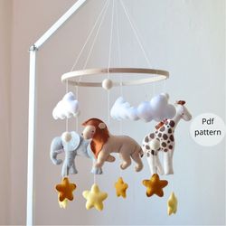 PDF Baby mobile PDF pattern, DIY nursery mobile, safari baby shower, New mom gift, digital download Sewing Tutorial