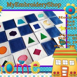 machine embroidery ith embroidery kids - download for hoop 4x4, 5x7 and 8x10 memory game 24 carts rainbow geometric