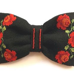 Bow Ties For Women, Unisex Bow Tie, Rose Hair Clip, Floral Bow Tie, Floral Hairpin, Flower Hair Clip, Hand Embroidery