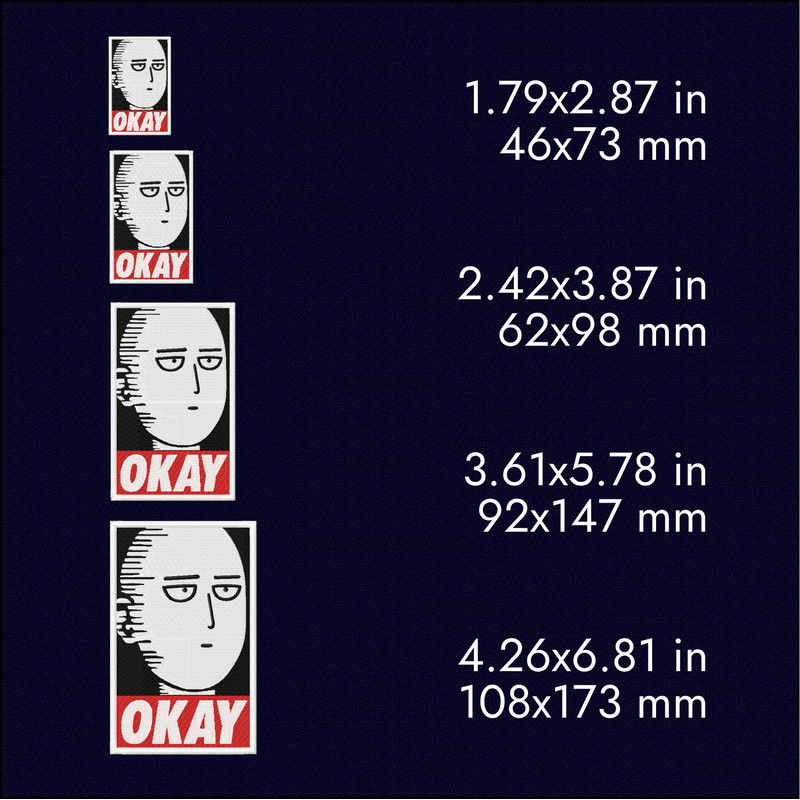 saitama okay one punch man anime machine embroidery designs