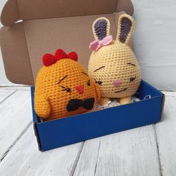 Hand Crochet Easter Set Bunny&Chick Stuffed Toys Plush Toys Animals Decor Home