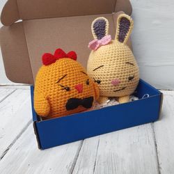 hand crochet easter set bunny&chick stuffed toys plush toys animals decor home