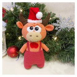 Crochet pattern bull amigurumi toy, Crochet cow amigurumi pattern, Digital download PDF,