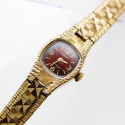 Vintage Russian women watch CHAIKA wrist watch gold bracelet