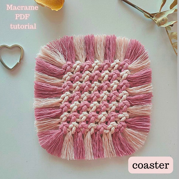 Macrame Coaster Tutorial Macrame Coaster PDF Pattern / Macrame Coaster Instructions / | Inspire ...