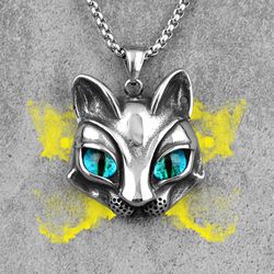 cat pendant necklace. stainless steel necklace. cat lover gift.