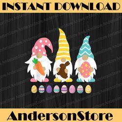 3 easter gnomes pastel spring bunny easter day png, happy easter day sublimation design