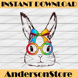 cute bunny rabbit face tie dye glasses happy easter day easter day png, happy easter day sublimation design