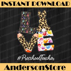 preschool teacher love easter day bunny leopard easter day png, happy easter day sublimation design