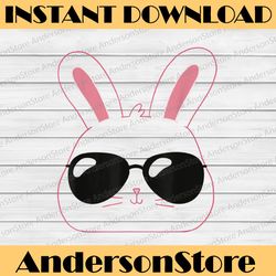 cool and cute easter bunny face with sunglasses easter day png, happy easter day sublimation design