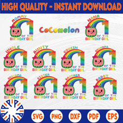 cocomelon birthday girl png, cocomelon family png, cocomelon party family matching shirt, cocomelon bundle png