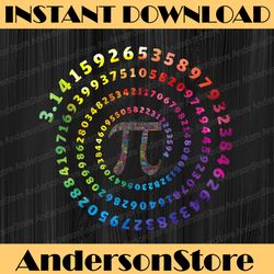 Spiral Pi Color Numbers Math Funny Pi Day Math Teacher Geek Pi Day, Funny Pi Day, Math 14th PNG Sublimation