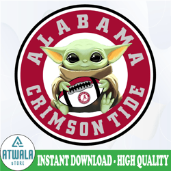 baby yoda with alabama crimson tide, baby yoda png, ncaa png, sublimation ready, png files for sublimation