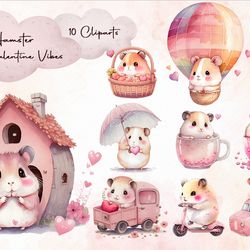 10 files of cute hamster with valentine vibes png valentine animal sublimation bundle