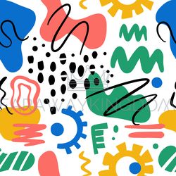 organic forms abstract shapes hand drawn pattern flat style