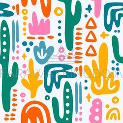 organic shapes abstract forms hand drawn pattern flat style
