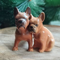 figurines French bulldog (set - 2 pcs) ceramics handmade, French bulldog statuette, statue