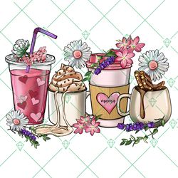mama coffee cups png, mothers day png, latte coffee png instant download