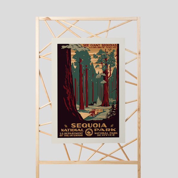 Sequoia National Park - vintage WPA poster 1938 National parks National park service Lake house decor.jpg