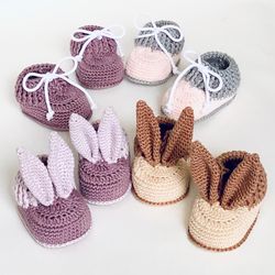 Baby bunny shoes with ears bunnyCROCHET PATTERN booties for boy sneakers tennis moccasins for girl gift newborn  diy