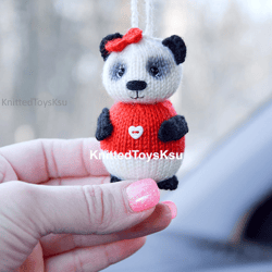 panda car charm toy, car interior decor toy, cute panda toy panda table top decor KnittedToysKsu