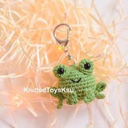 frog keychain for Mothers day gift, toad gift, frog keyring bag charm, frog keychain gift by KnittedToysKsu