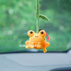 frog graduation gift, graduation frog car decor, frog car accessories gift for her by KnittedToysKsu, frog gifts