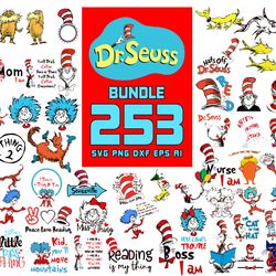 Dr Seuss bundle Svg, Dr Seuss Clipart, Dr Seuss Birthday svg, Dr Seuss Cat Svg Digital Download
