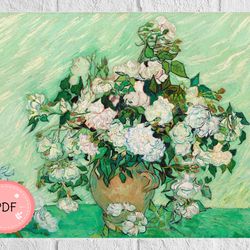 Roses Cross Stitch Pattern Roses , Van Gogh, Pdf, Instant Download , X stitch Chart, Famous Painting,Full Coverage