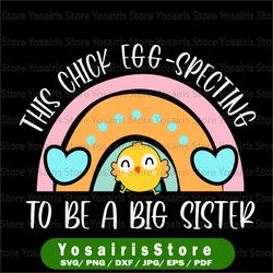 this chick egg - specting to be a big sister svg png, easter chick big sister png, sublimation, chick egg