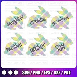 daughter bunny rabbit pastel plaid png, daughter easter png, easter png, daughter bunny png, easter bunny png,