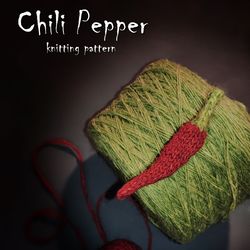 Chili Pepper knitting pattern, knitting pepper, brooch, pattern for beginners, clothing decor, valentine gift, craft DIY
