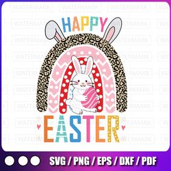 leopard easter rainbow png, bunny rabbit trio cute happy easter png, cheetah leopard rainbow with bunny png,