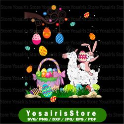 egg hunt llama png, bunny riding llama png, easter day png, bunny riding llama, easter kids png, happy easter png
