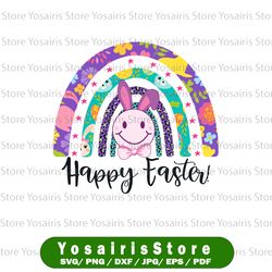 happy easter rainbow png sublimation design, easter sublimation png, happy easter bunny png,easter day png, bunny ears
