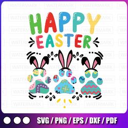 cute dog paw svg png eggs happy svg easter day svg happy easter cut files