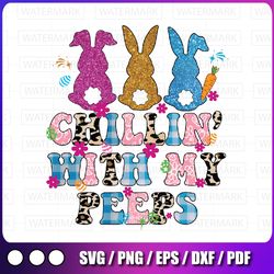 chilling' with my peeps png, bunny rabbit leopard plaid eggs png, happy easter, funny easter, cute bunny, mom life,