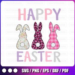happy easter cute pink leopard plaid flower png, bunny png, easter bunny png, cute easter png, leopard bunny bunny rabbi