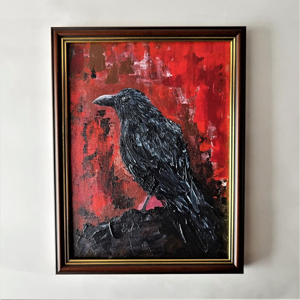 Black-crow-painting-canvas-board-bird-art-impasto-wall-decor.jpg
