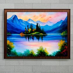 Landscape Oil painting Art - Mountains and lake