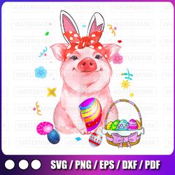 easter bunny spring pig bow png, egg hunting basket colorful png, easter designs, farmhouse, pig designs png