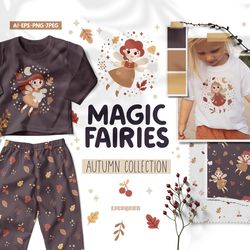 Magic Fairies, Fairy clipart, Fairy Seamless Pattern, Fairy Digital Paper
