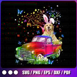 golden retriever bunny truck hunting eggs png, tree easter day png, cute kittens instant download