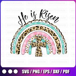 easter rainbow png, easter sublimation designs downloads, cheetah leopard rainbow with floral cross clipart,